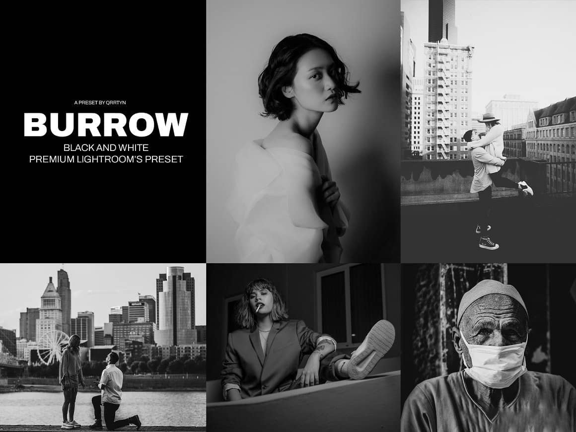 经典黑白胶片人像后期调色Lightroom预设 Burrow Lightroom’s Presets