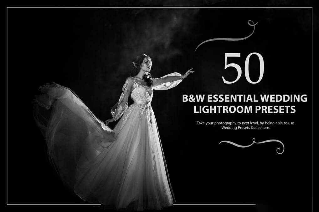 黑白婚礼胶片基本调色设置Lightroom预设 50 B&W Essential Wedding Lightroom Presets.zip