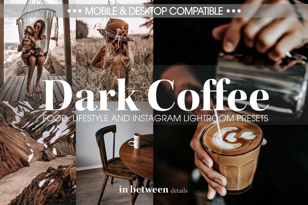 INS流行风格焦糖黑咖啡色调人像Lightroom预设+手机版LR预设