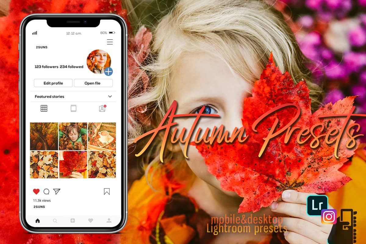 INS浪漫秋季风景人像Lightroom预设+手机版APP预设