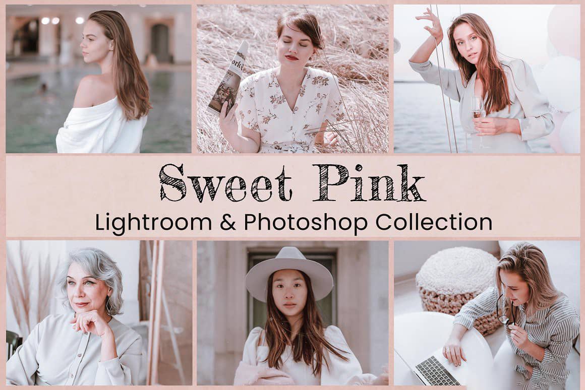 INS粉红玫瑰金通透人像Lightroom预设+APP滤镜 Sweet Pink Photo Edit Collection