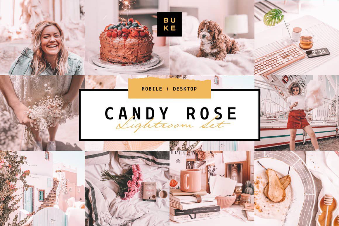 INS风糖果玫瑰色调后期调色Lightroom预设 Candy Rose Lightroom Presets
