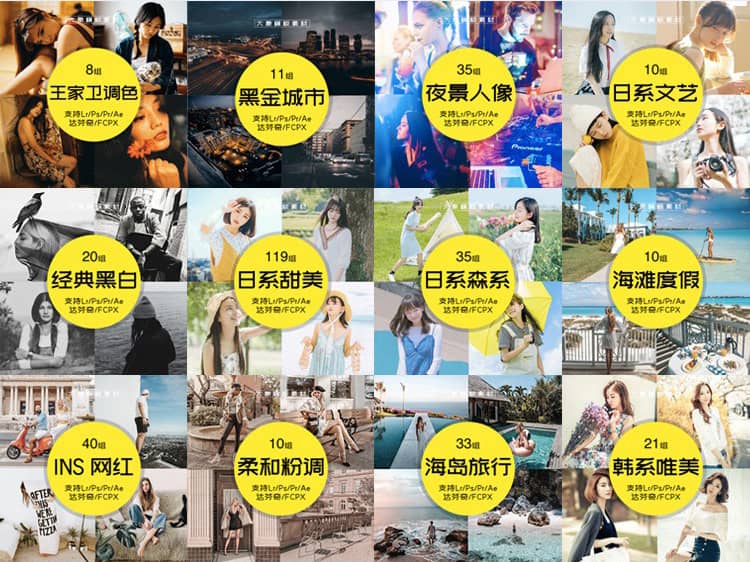 Lr预设100套人像婚礼风光影视后期调色PR