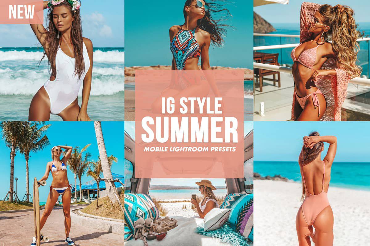 夏季海滩充满活力旅拍人像手机版修图Lightroom预设