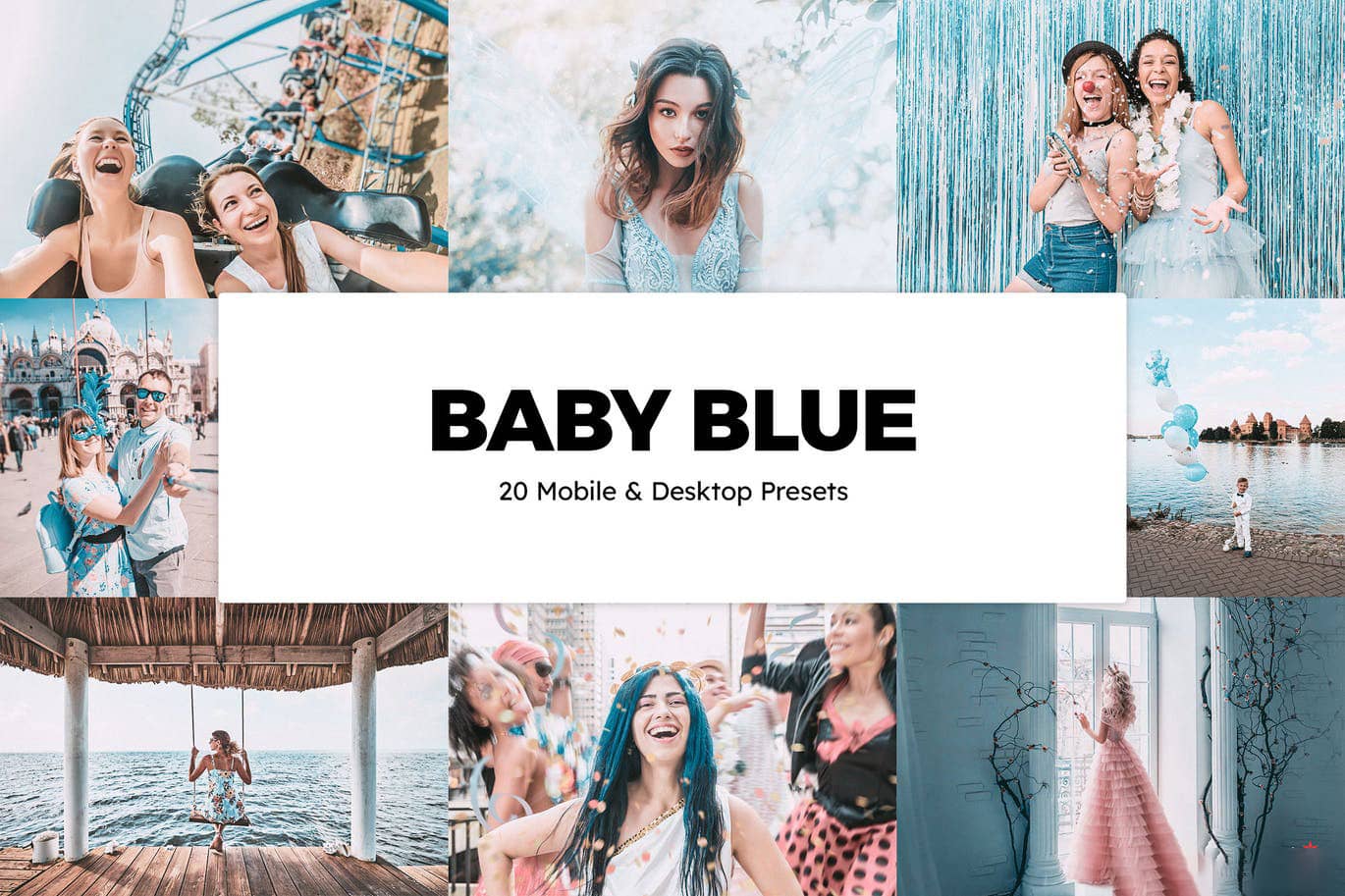 奇幻电影蓝调Lightroom预设APP滤镜与LUT预设 Baby Blue Lightroom Presets LUT