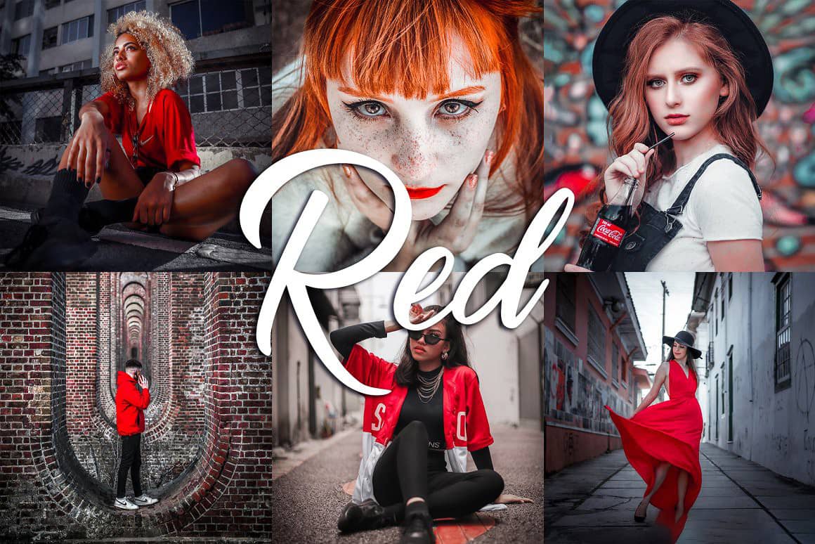 时尚街拍人像红色调Lightroom预设与移动APP滤镜 Lightroom Presets – Red
