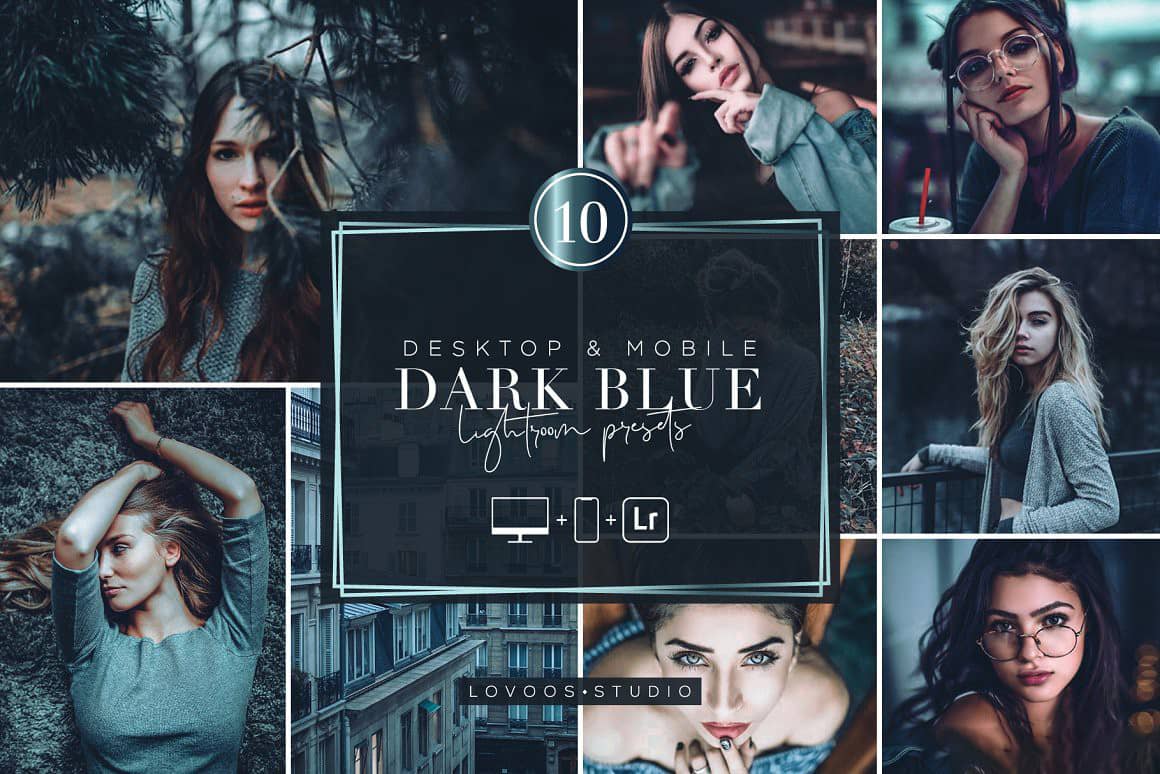 暗蓝色调街拍情绪人像Lightroom预设APP预设 DARK BLUE Lightroom Presets