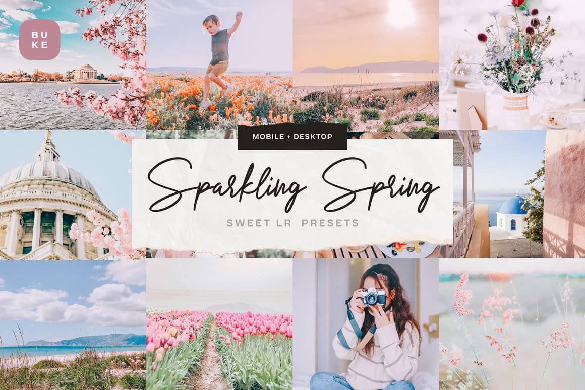 梦幻优雅粉色调人像Lightroom预设与移动LR预设 Sparkling Spring LR Presets