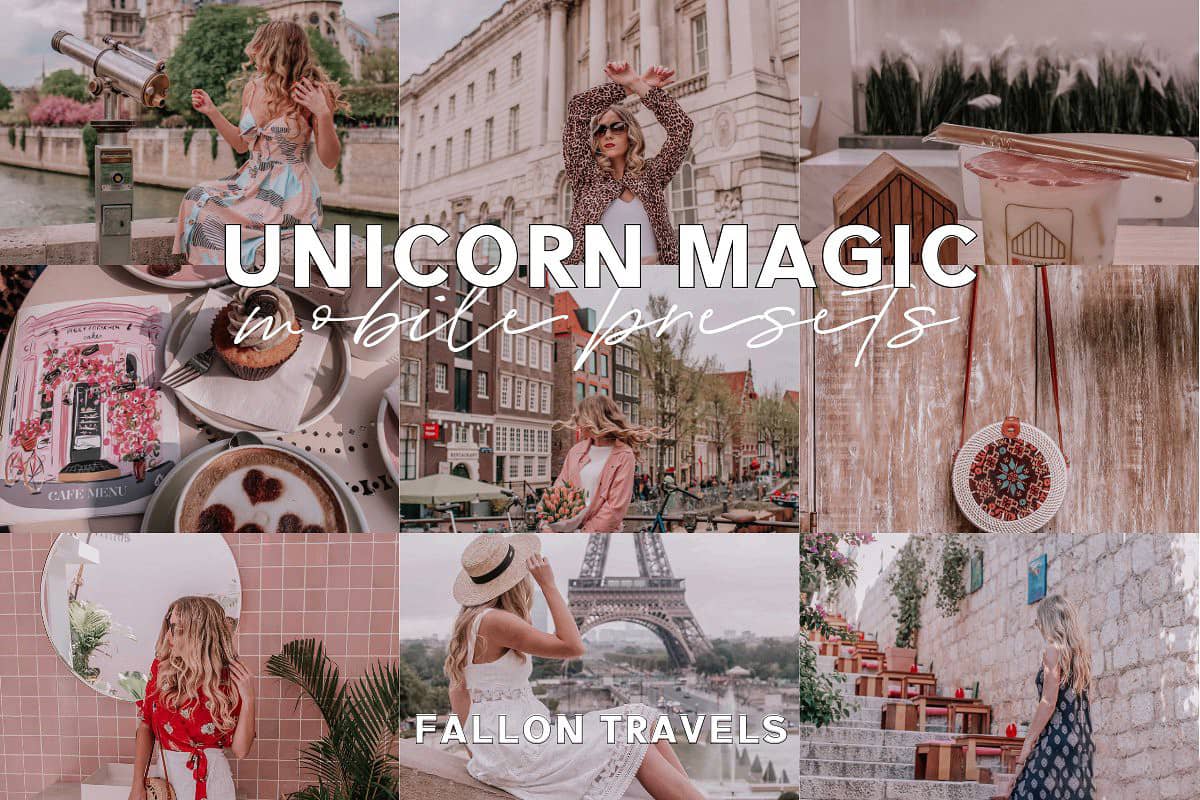 梦幻粉红色调INS人像LR预设+APP滤镜 Unicorn Magic Mobile Presets
