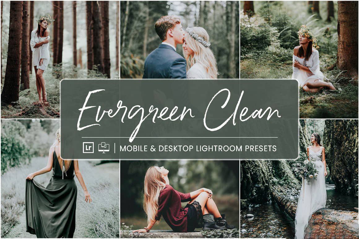 森系质感蓝绿质感电影人像调色Lightroom预设  Lightroom Presets Evergreen Clean