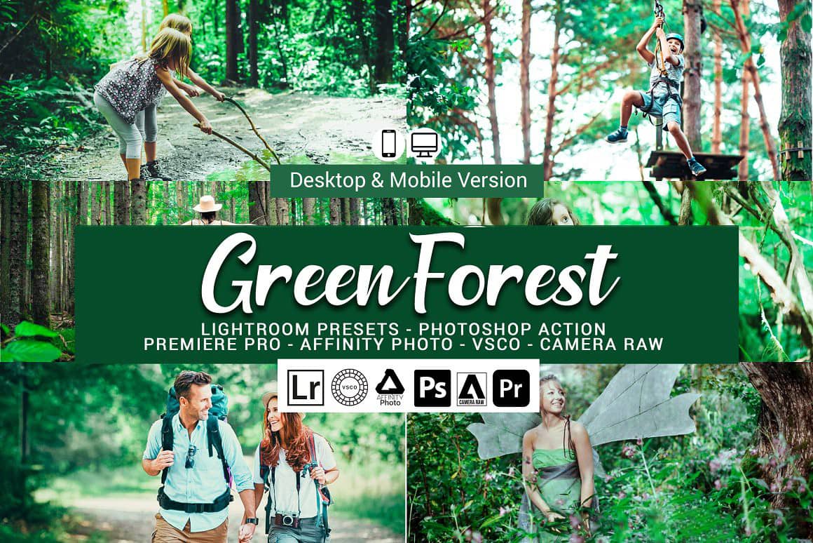 绿色森林森系梦幻色彩人像调色LR预设Green Forest Presets
