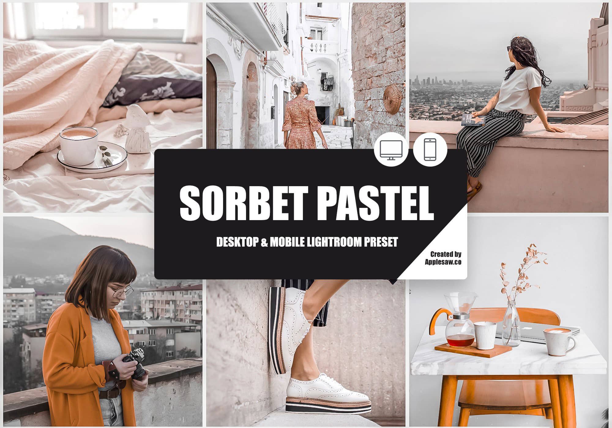 法式冰淇淋粉彩色调LR预设+手机版APP滤镜 Sorbet Pastel Lightroom