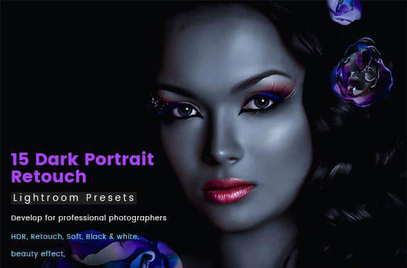高端时尚人像美容修饰Lightroom预设 15 Dark Portrait Retouch Presets