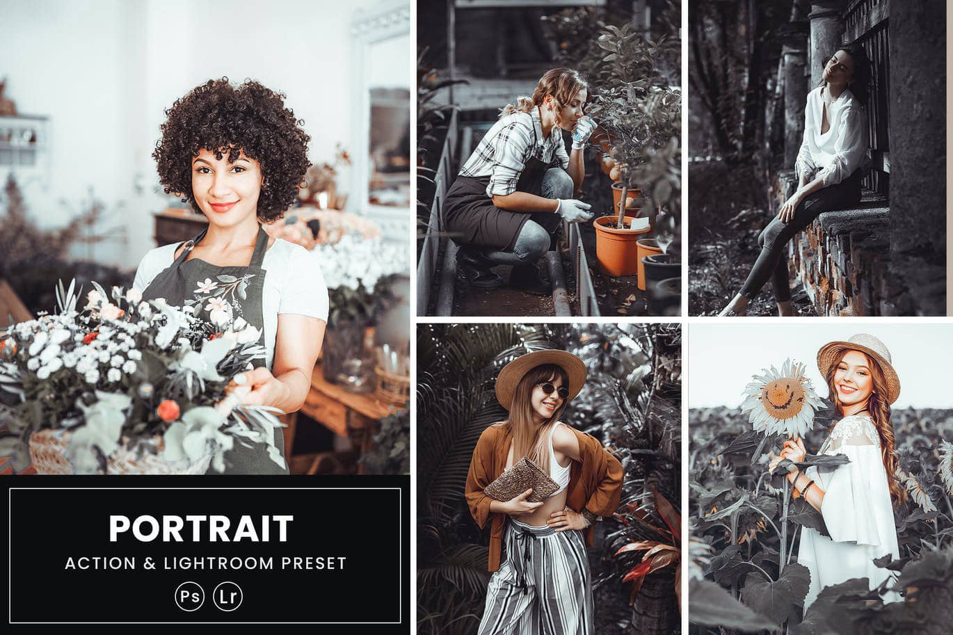 高级灰厚重暗色调人像调色Lightroom预设与Photoshop动作XMP预设