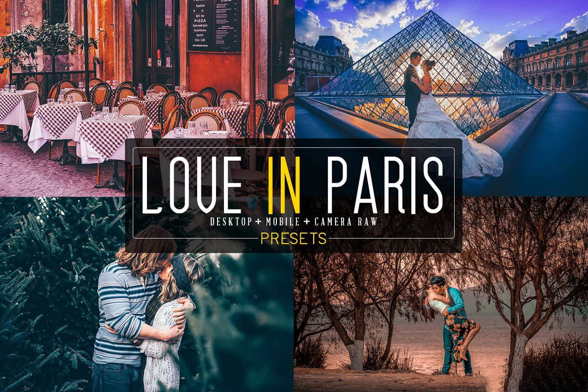 巴黎旅拍婚纱人像Lightroom预设 APP预设 20 Love In Paris Presets