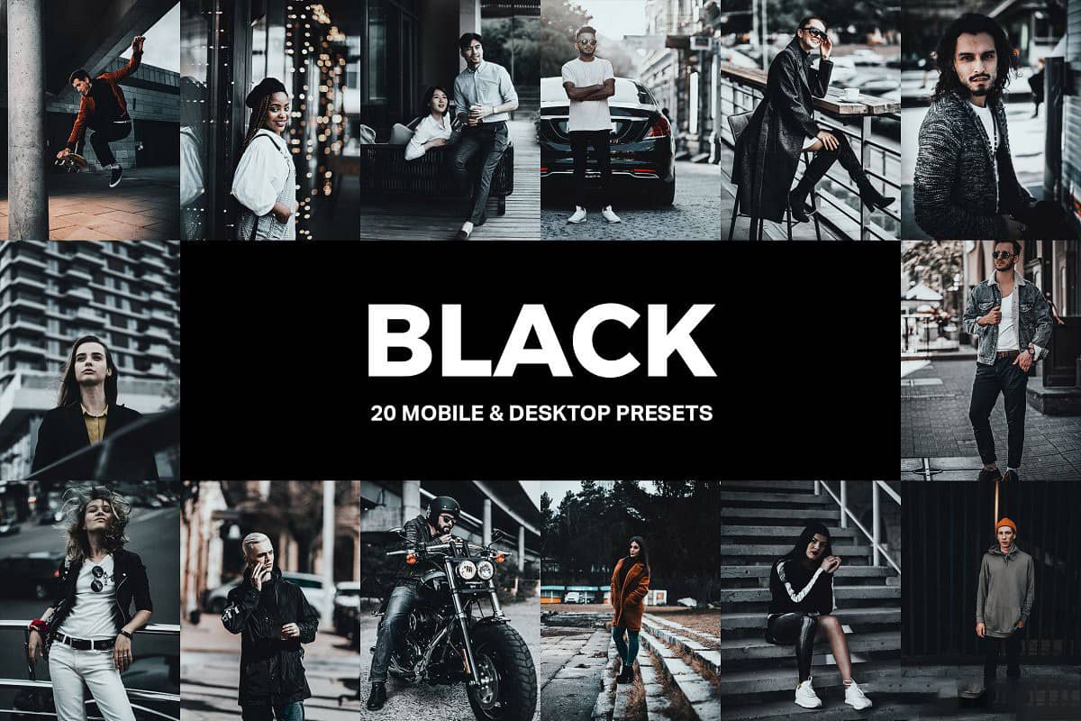 20旅行街拍城市哑光黑金工业胶片LR预设旅拍视频调色LUT预设