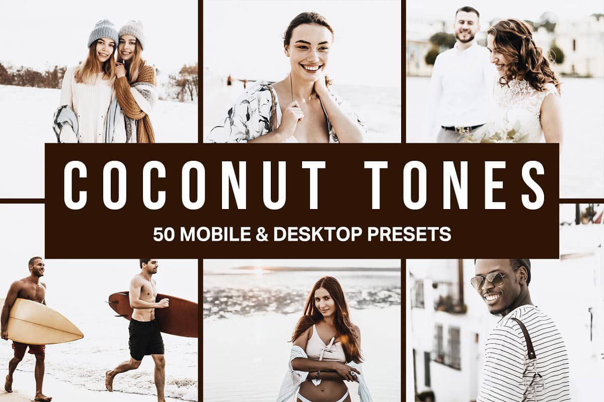 咖啡棕色胶片LR预设+视频剪辑LUT预设 Coconut Tones Lightroom Presets