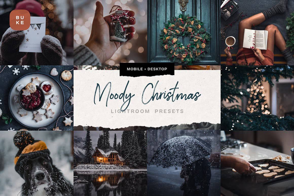 喜怒无常情绪电影胶片后期调色Lightroom预设 Moody Christmas Presets
