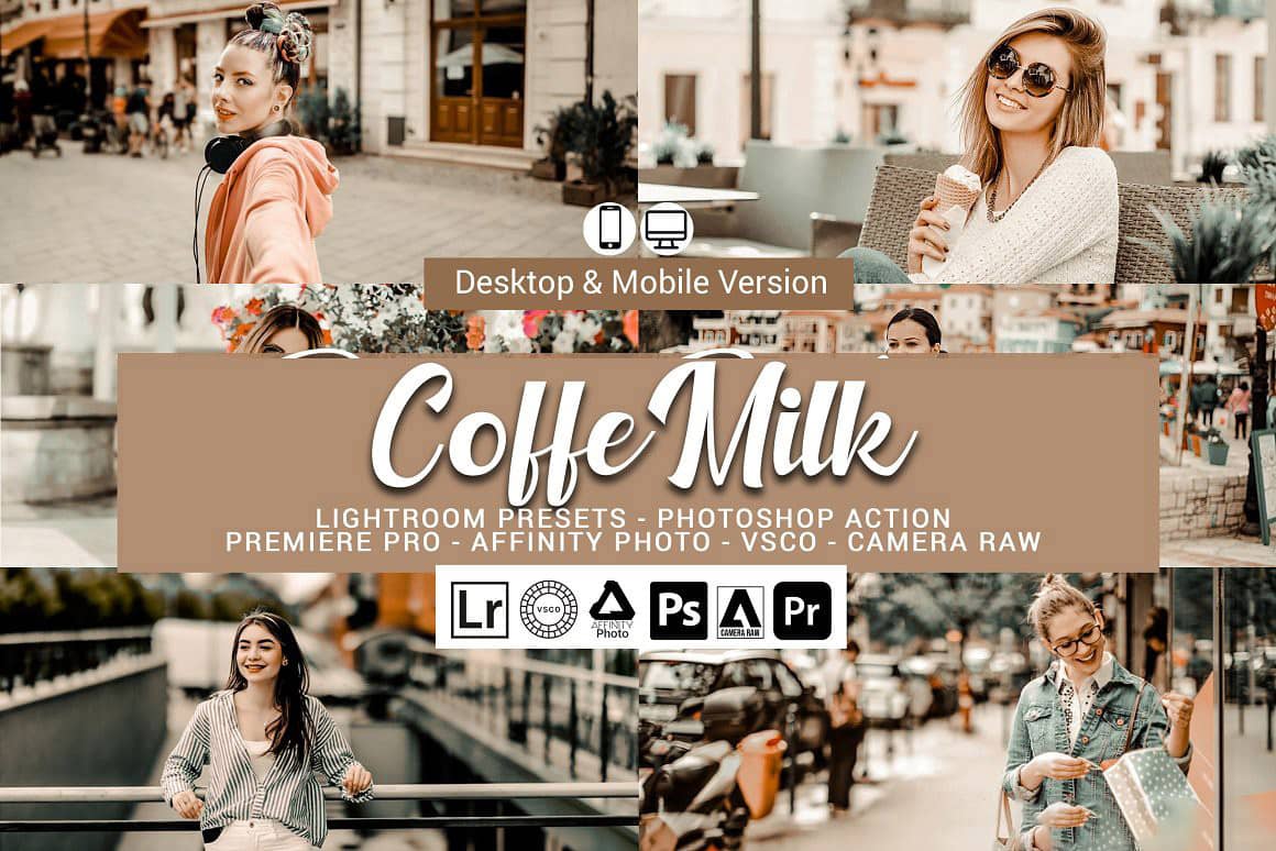 复古咖啡色调人像后期调色Lightroom预设及LUT预设 Coffe Milk Presets