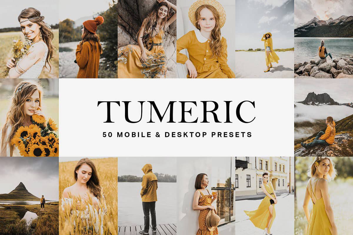 姜黄调胶片LR预设旅拍视频LUT预设 Tumeric Yellow Lightroom Presets