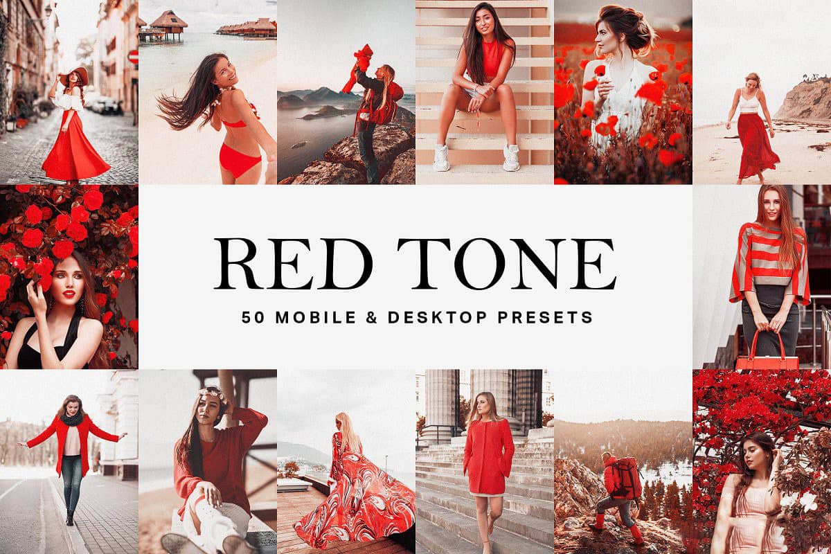 旅拍Vlogger栗色胶片LR预设+LUT预设 Red Tone Lightroom Presets LUTs