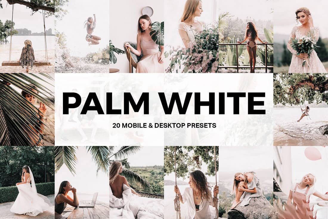 旅拍棕白电影胶片LR预设LUT预设 Palm White Lightroom Presets+LUTs