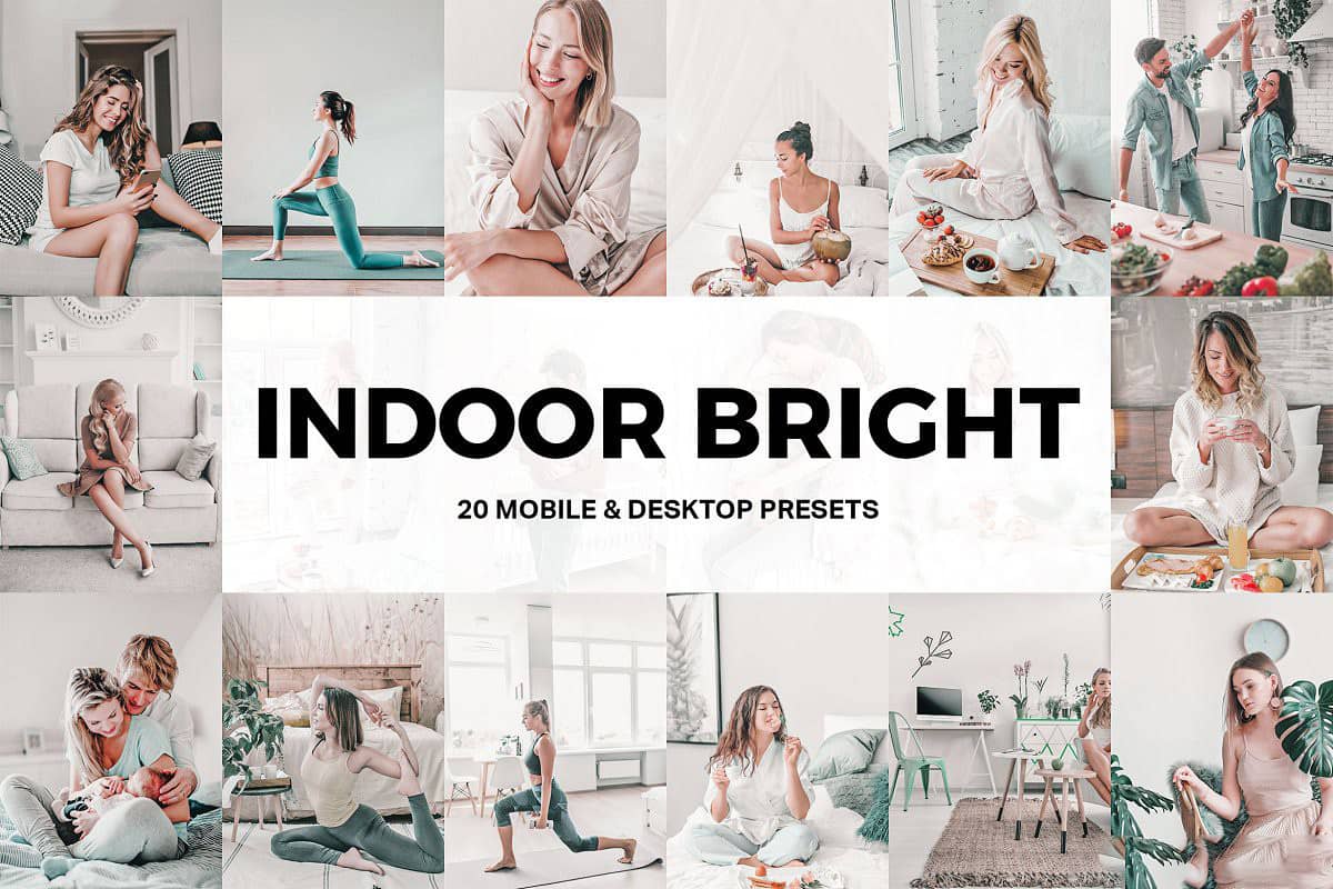 明亮通透胶片色彩LR预设视频LUT预设Indoor Bright Lightroom Presets