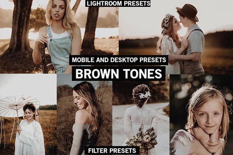 棕色调复古胶片LR预设+手机lr预设  BROWN TONES Lightroom Presets