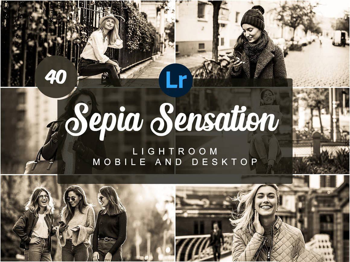 棕褐色街拍电影胶片Lightroom预设与移动版APP预设  Sepia Sensation Mobile PRESETS