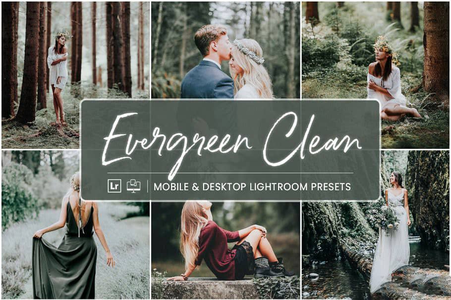 森系电影胶片LR预设+手机lr预设 Lightroom Presets Evergreen Clean