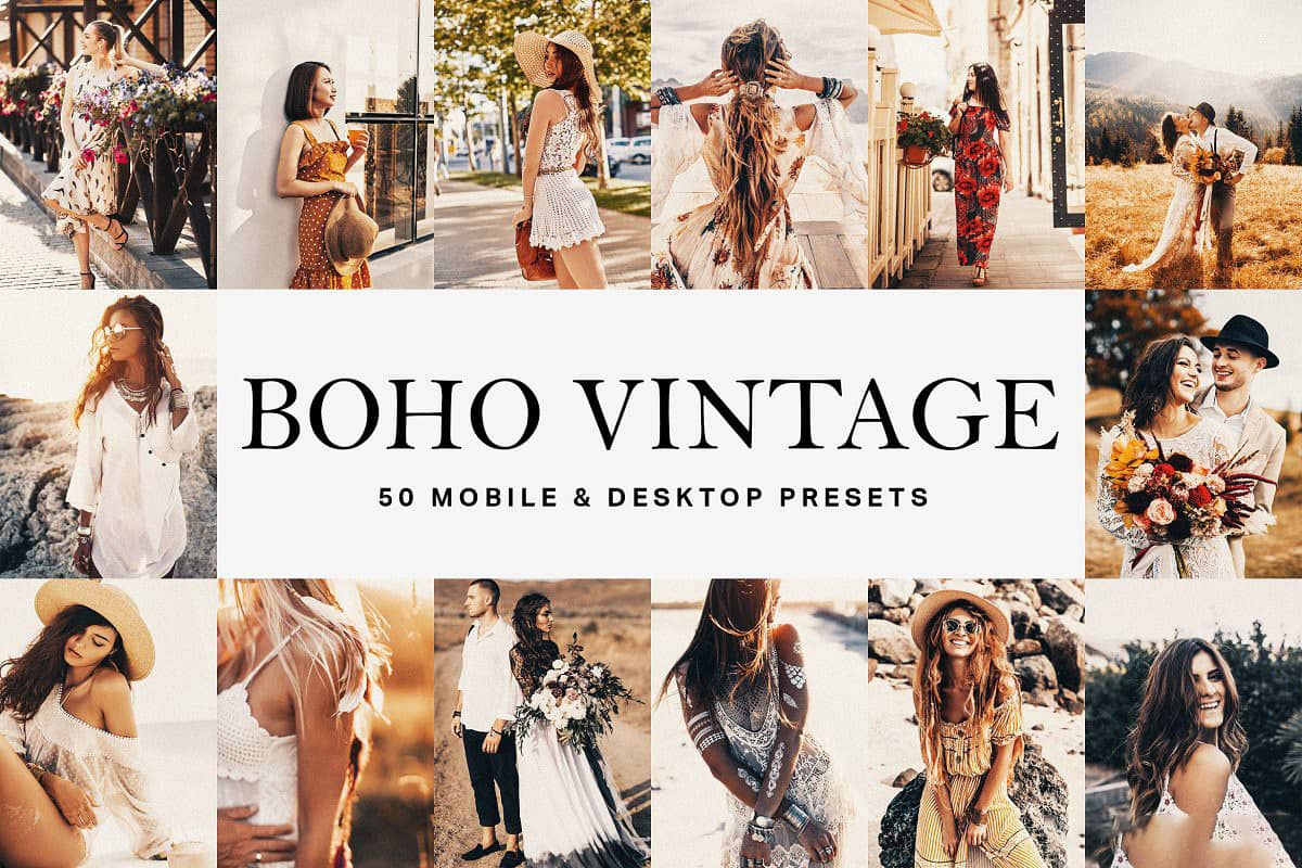 波西米亚风LR预设婚礼视频LUT预设50 Boho Vintage Lightroom Presets
