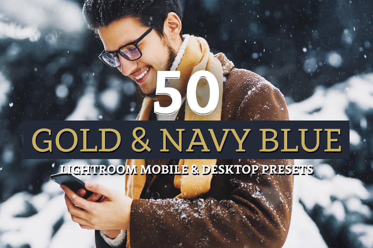 海军蓝旅拍胶片LR+APP预设LUT预设 Gold amp; Navy Lightroom Presets LUT