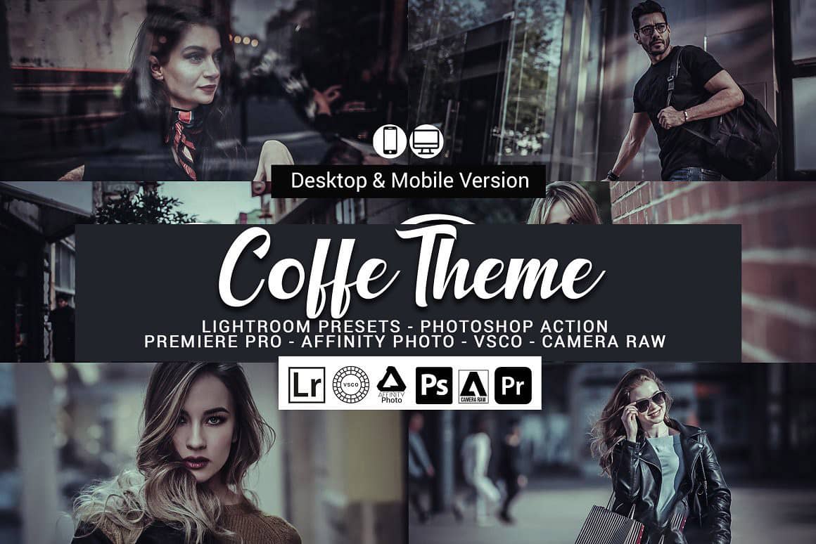 电影人像咖啡色调主题LR预设APP预设PS动作LUT预设 Coffe Theme Presets