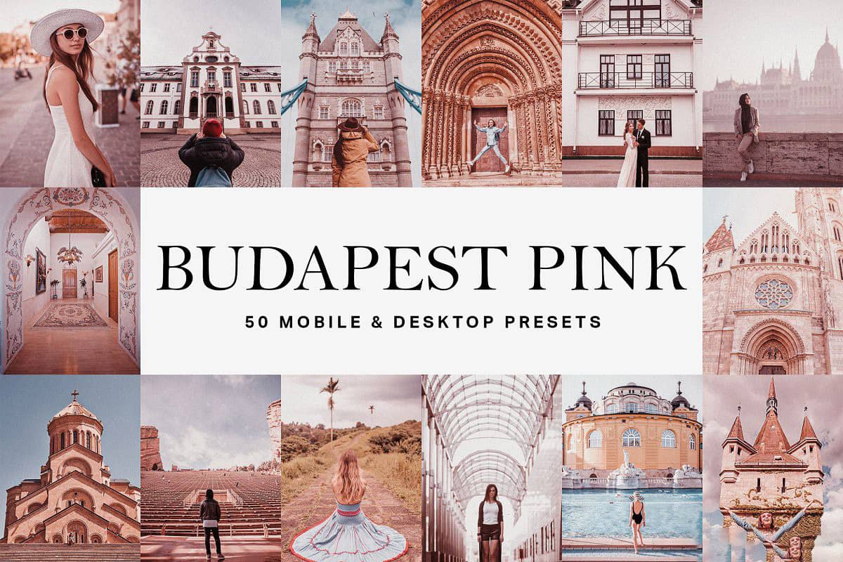粉色经典胶片LR预设+视频剪辑LUT预设 Budapest Pink Lightroom Presets