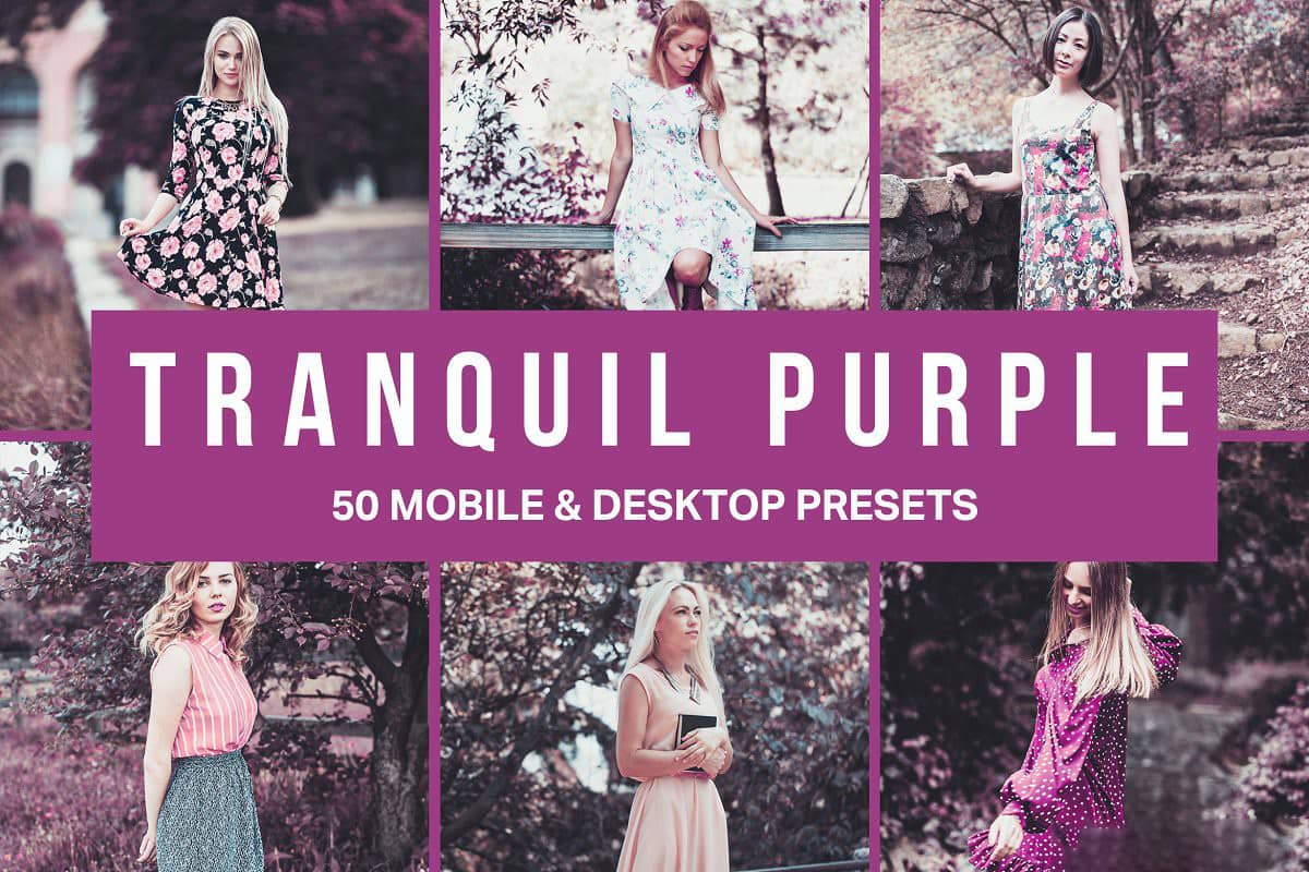 紫色调胶片人像LR预设+3DLUT预设Tranquil Purple Lightroom Presets