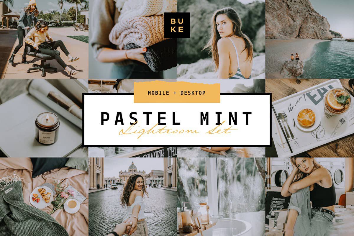 薄荷粉彩色调INS旅拍人像电影胶片Lightroom预设+手机版APP滤镜