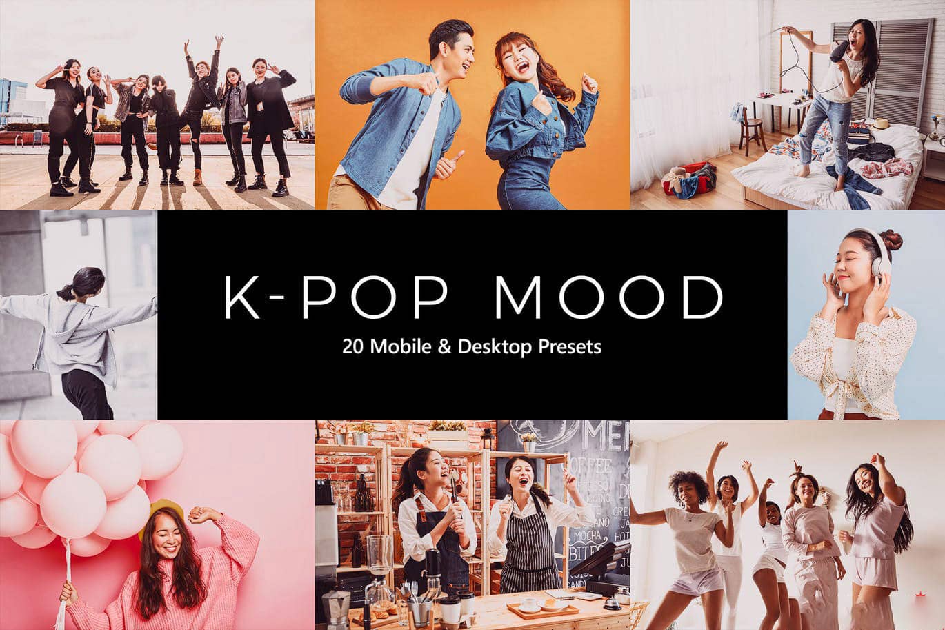 韩国流行音乐电影视频调色LR预设及LUT预设 K-Pop Mood Lightroom Presets amp; LUTs