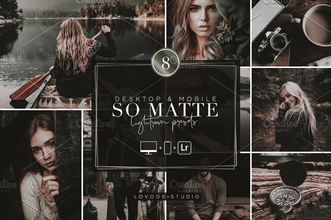 高端哑光磨砂电影胶片人像LR预设手机APP照片滤镜 SO MATTE-Lightroom Presets