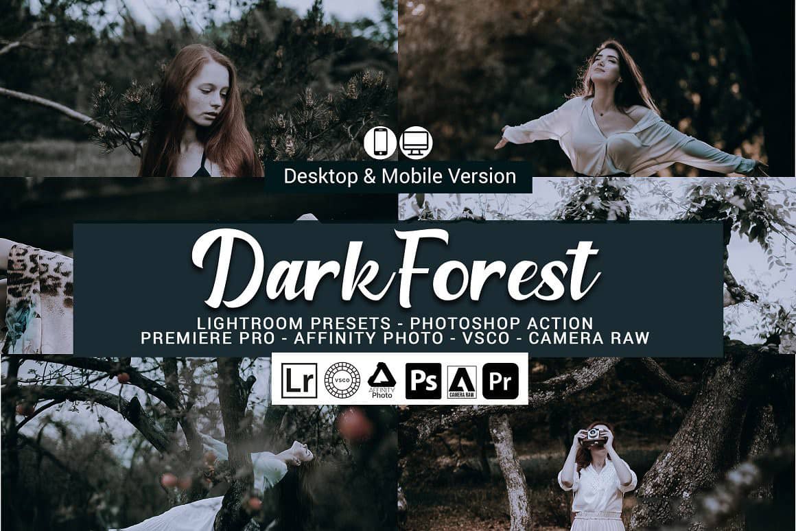 黑暗森林情绪胶片人像Lightroom预设移动APP滤镜旅行Vlog视频调色LUT预设