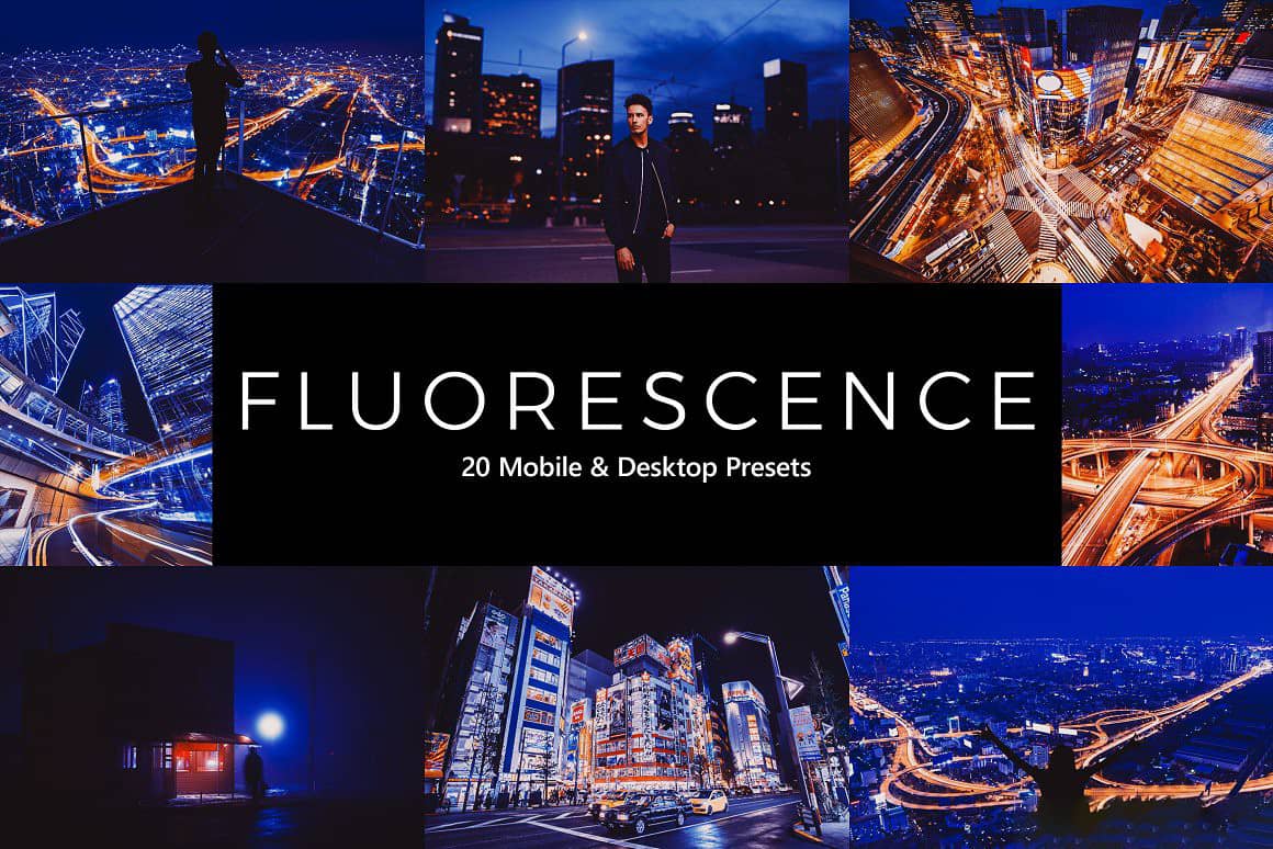 20个城市夜景长曝光延时街拍LR预设+LUTs预设 20 Fluorescence LR Presets+LUTs