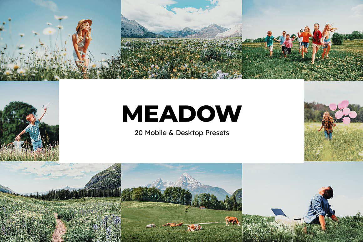 20个户外家庭人像摄影后期调色lr预设及电影视频调色LUT预设