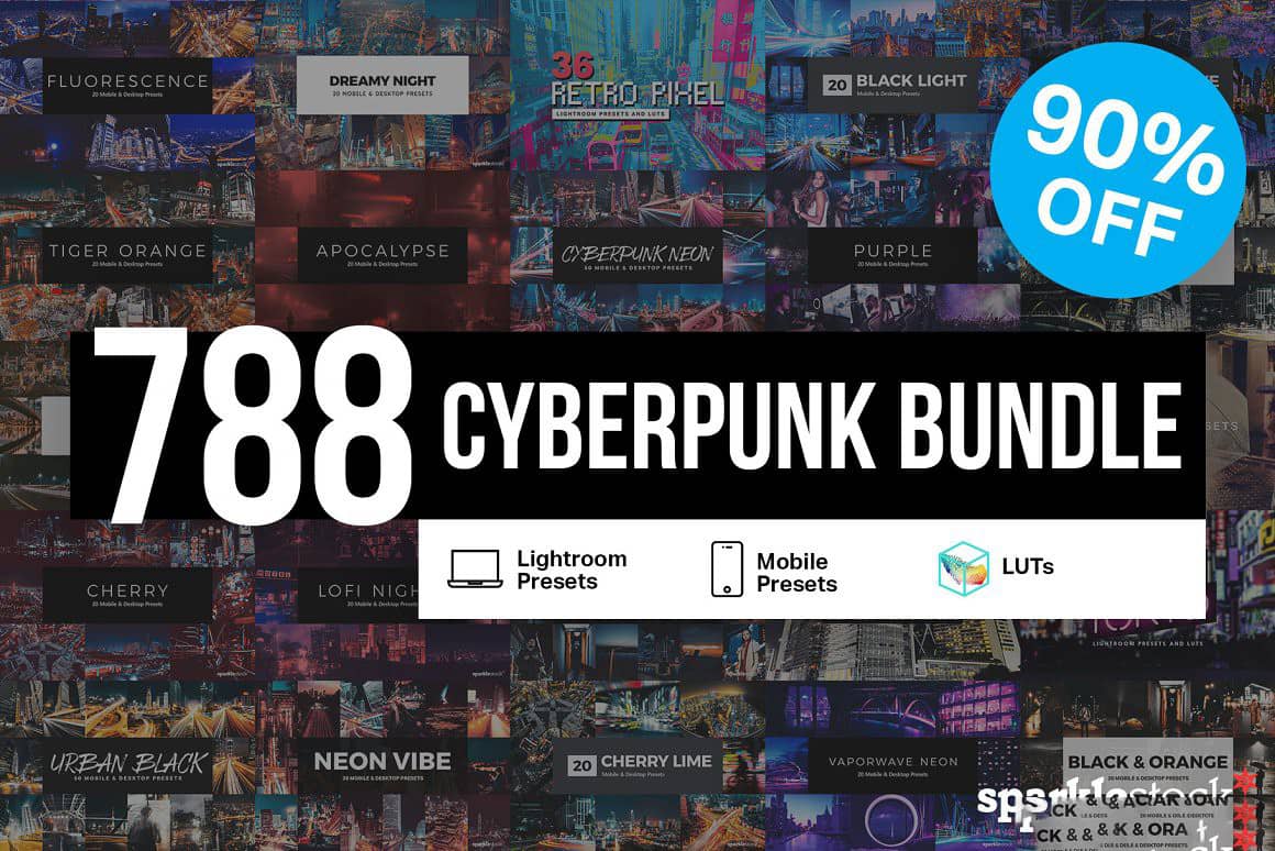 788个城市街拍赛博朋克Lightroom预设与手机lr预设及LUT预设捆绑包