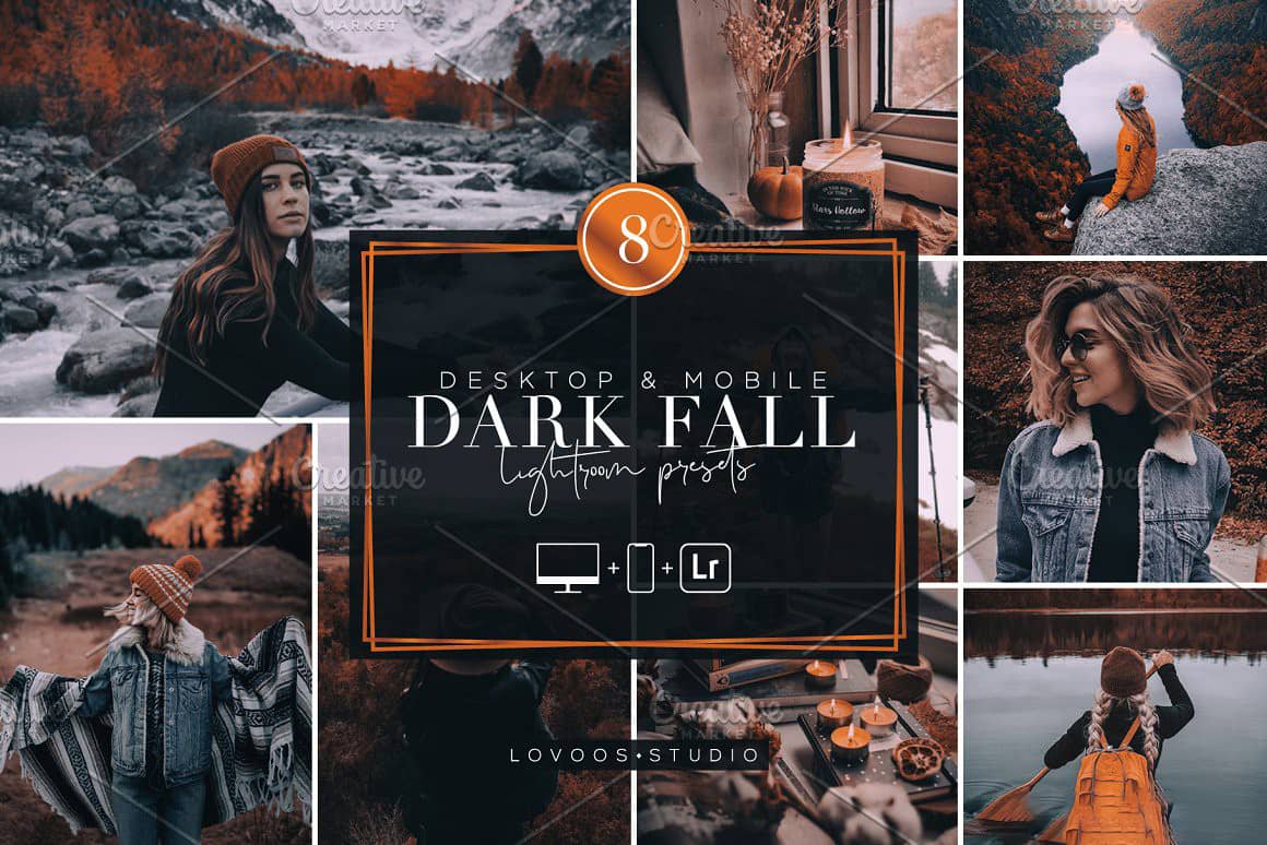 INS流行秋季旅拍黑暗电影胶片情绪表达Lightroom预设+手机版APP调色滤镜