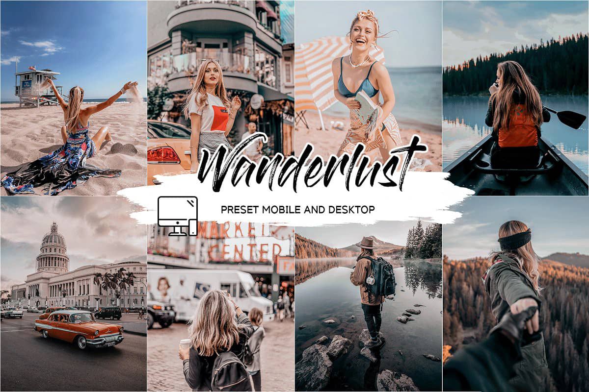 INS风旅拍电影胶片LR预设 手机修图预设 WANDERLUST LIGHTROOM PRESETS