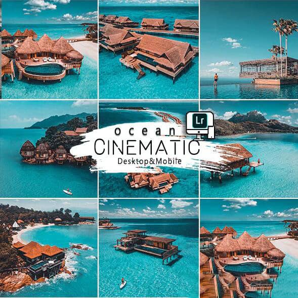INS风旅拍风光电影蓝色调LR预设 APP预设 Cinematic Ocean Presets