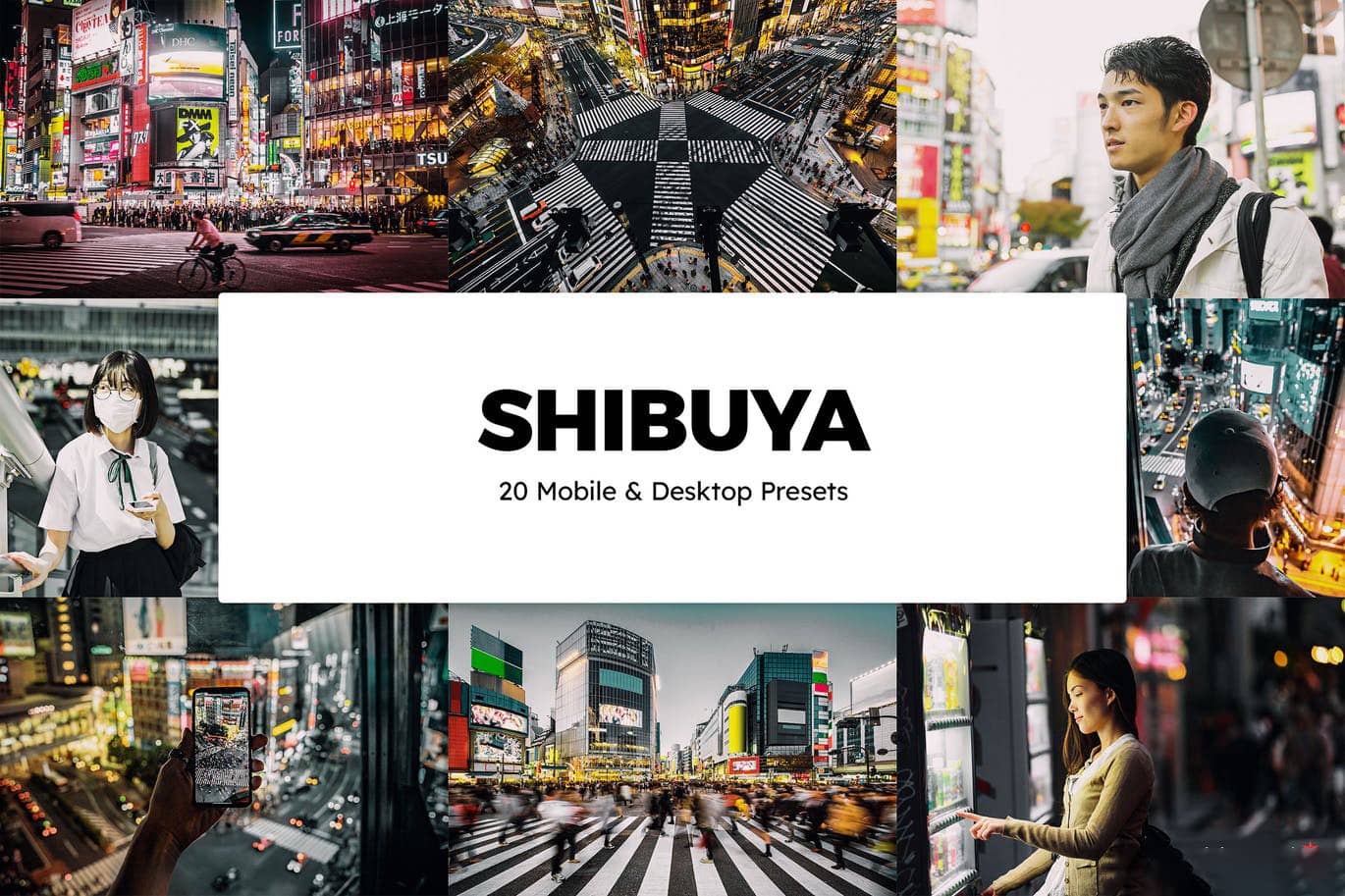 东京涩谷未来感霓虹灯城市街拍风LR预设移动LR预设PS PR AE FCPX电影LUT预设