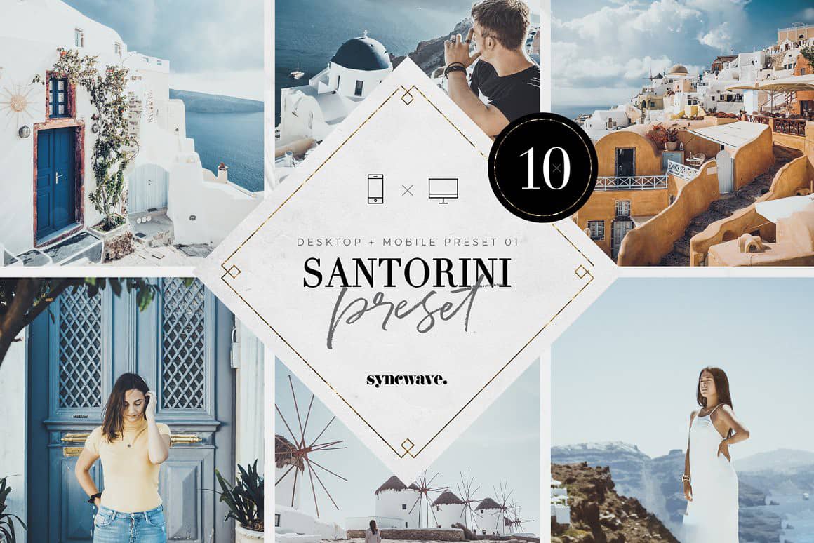 圣托里尼人文旅拍Lightroom预设 移动APP预设 Santorini Lightroom Presets Bundle