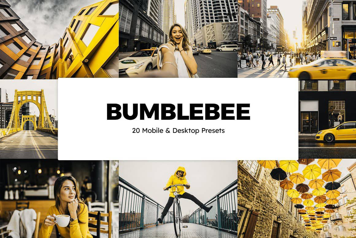 城市人像大胆黄色调肤色保留人像LR预设手机版滤镜与电影调色LUT预设