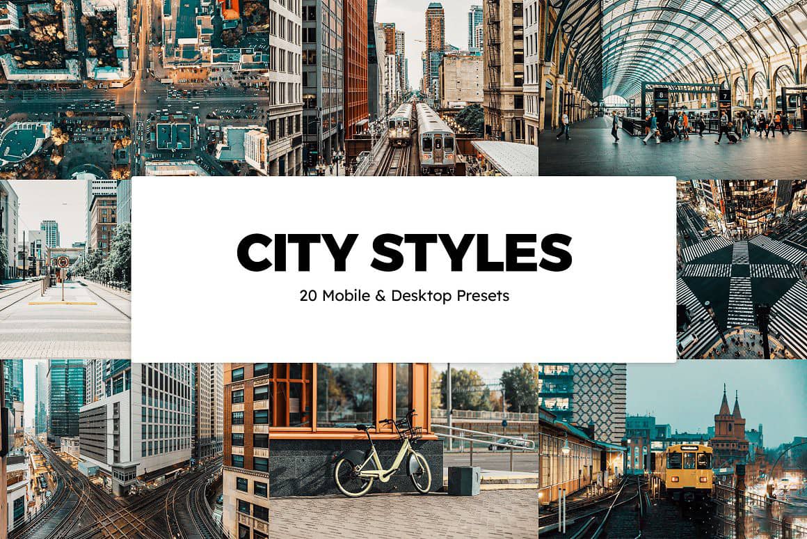 城市建筑街拍人像风格 Lightroom 预设移动APP预设与电影视频调色LUT预设