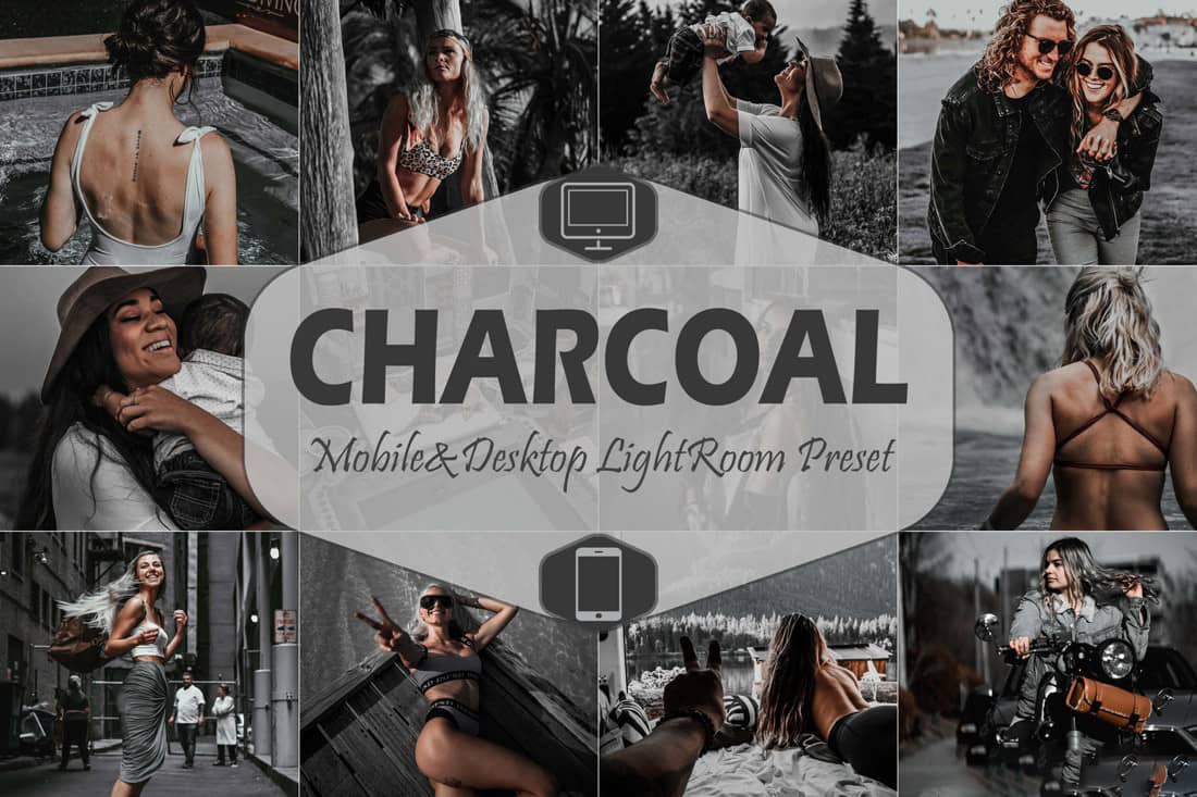 城市旅拍工业风木炭黑金胶片LR预设 手机滤镜Charcoal Presets